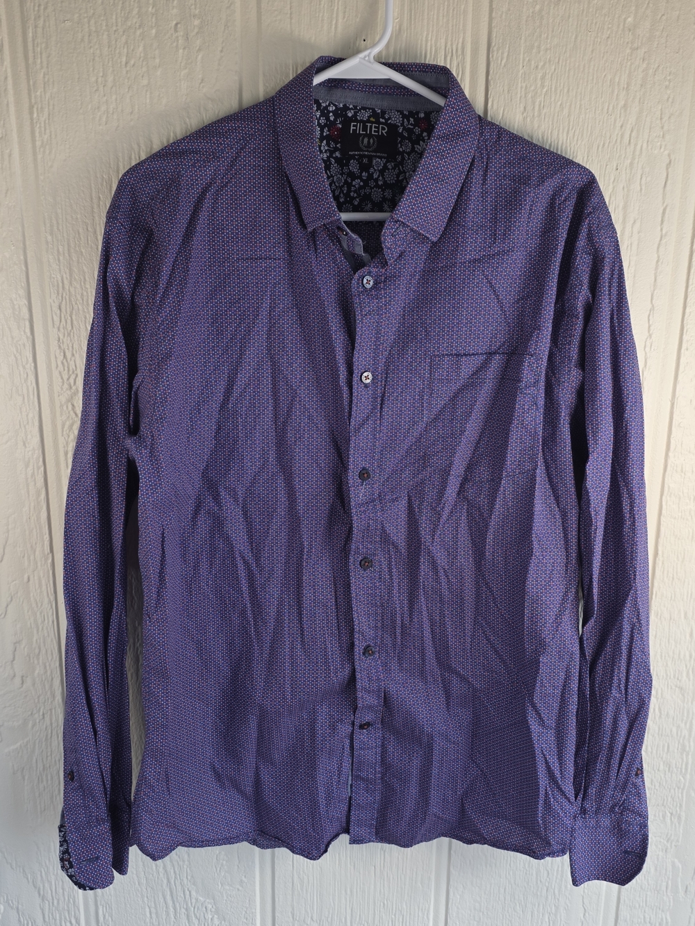 FILTER Men’s Purple Printed Button-Down Shirt, Size XL